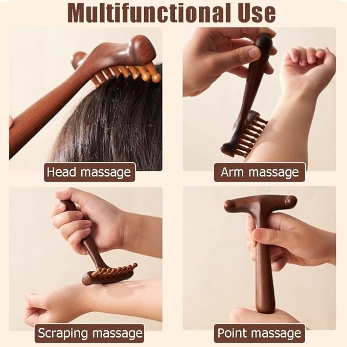 Wood Gua Sha Massage Tools Set,Scraping Scalp Comb,Scraping Natural Wooden Gua Sha Tool for Headache,Back,Neck,Shoulder Relaxation,Neck Massage Comb.