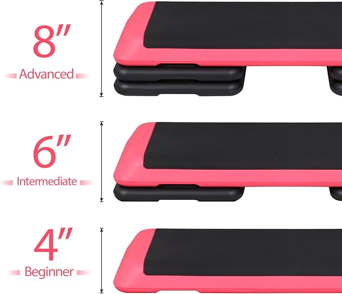 HomGarden 28.15" & 43" Adjustable Workout Aerobic Stepper in Fitness & Exercise Step Platform Trainer Stepper