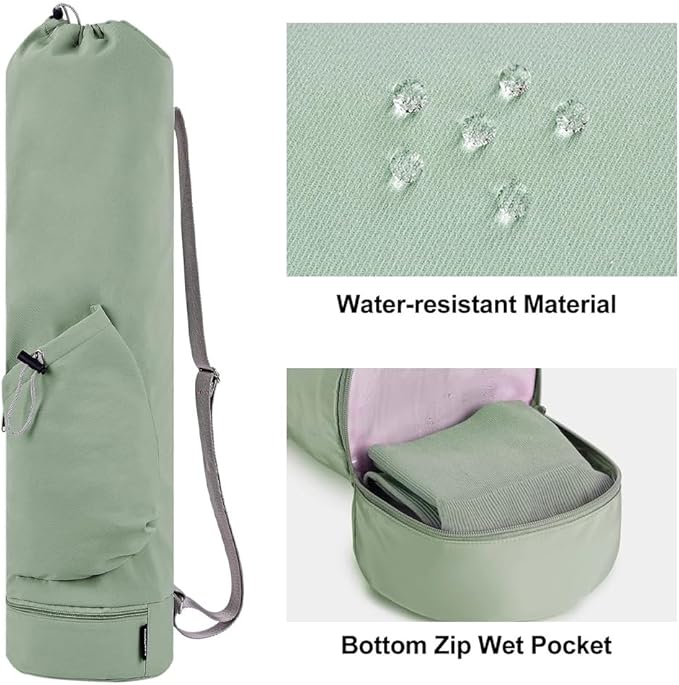 PUXING Yoga Mat Bag Yoga Mat Carrier Bag with Water Bottle Pocket and Bottom Wet Pocket Waterproof Yoga Mat Carry Bag Multi-Functional Storage Bag for Women Men