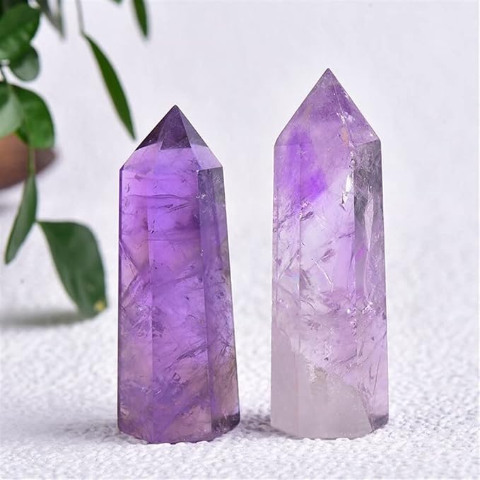 Meditation Home 1PCS Natural Purple Crystal Single Prism Pyrocrystalline Original Stone Meditation Cure Six Prism (Size : 4-5cm)
