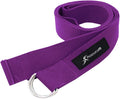 ProsourceFit Metal D-Ring Yoga Strap 8’ Durable Cotton for Stretching and Flexibility