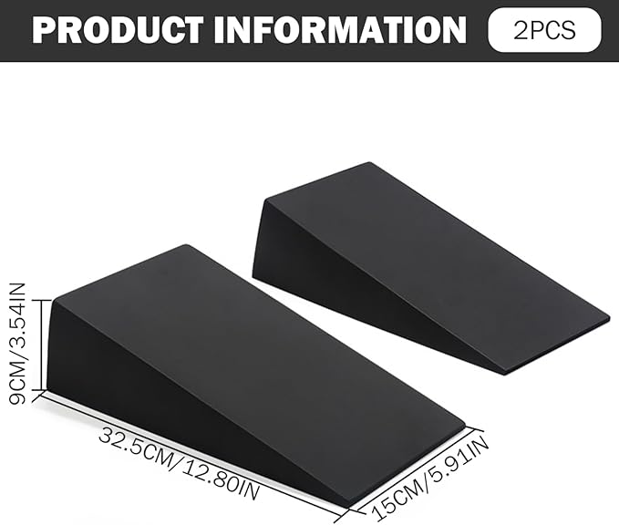 1 Pair Squat Wedge Block 13x6x3.5 Inch EVA Supportive Workout Yoga Block for Fitness, Pushup, Weightlifting, Foot Stretching.