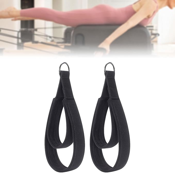 2X Pilates Double Loop Straps for Reformer,D Rings Straps Exercise Equipment Training