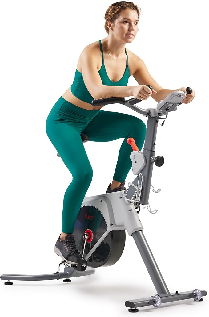 Sunny Health & Fitness Prime Magnetic Belt Drive Indoor Stationary Cycling Bike w/Free Exclusive SunnyFit App Bluetooth Connection – SF-B122061