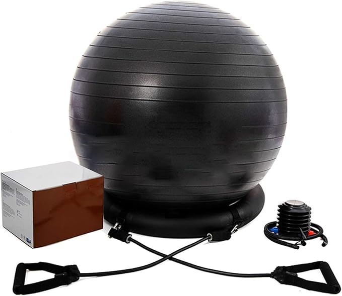 CMYUN Yoga Ball Chair Stability Ball Chair with Bands & Base, Sturdy Desk Ball Chair for Spine Alignment, Exercise Ball Seat for Yoga/Workout/Fitness/Pilates (Size : Diameter 75cm (29 1/2"))
