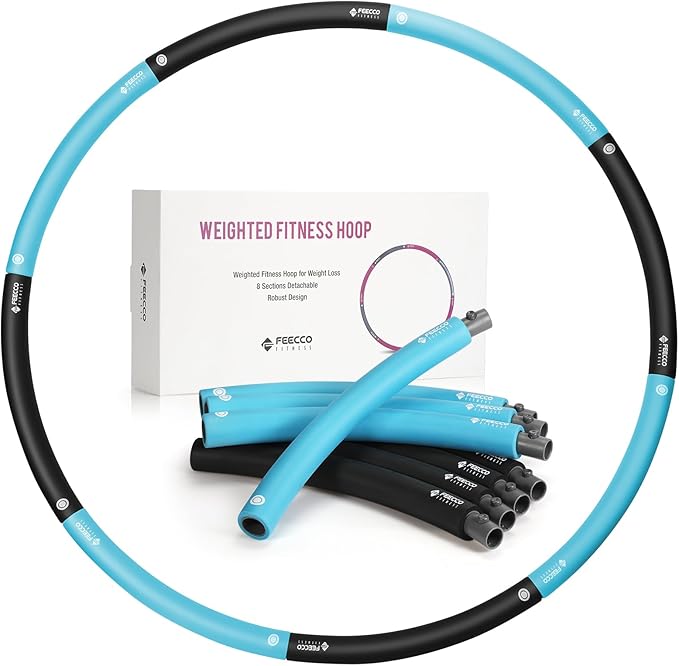 FEECCO Weighted Fitness Hoop, 8 Detachable Sections for Weight Loss