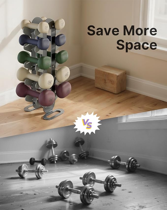 YOTTOY Compact Dumbbell Rack-Weight Rack for Home Gym, Sturdy Weight Holder for Dumbbells, Small Weight Rack for Weights & Dumbbell Rack Stand Only