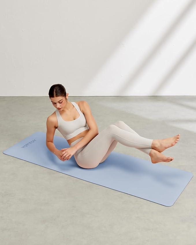 Yoga Mat,Non-Slip TPE Exercise Mat(1/4 Inch) for Pilates, Fitness & Barefoot Workouts, Home Gym Studio with Strap & Bag