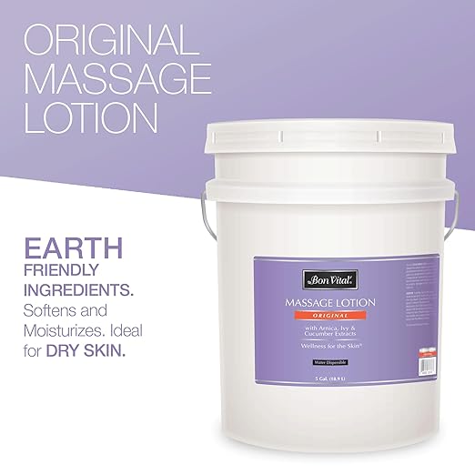 Bon Vital Original Massage Lotion, 5 Gallon Pail – Lightweight, Non-Greasy Formula for Massage Therapy, Moisturizes & Nourishes Dry Skin, Ideal for Clinics, Spas & High-Volume Use