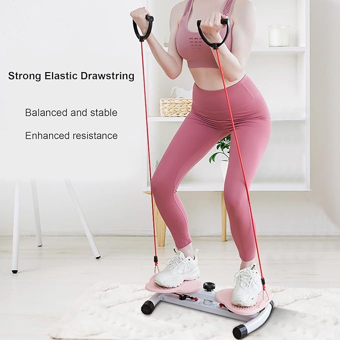Rotating Waist Trainer,Sport Exercise Twist Board,Aerobic Waist Twister with Resistance Band,Full Body Toning Workout Ab Twister Board for Aerobic Exercise