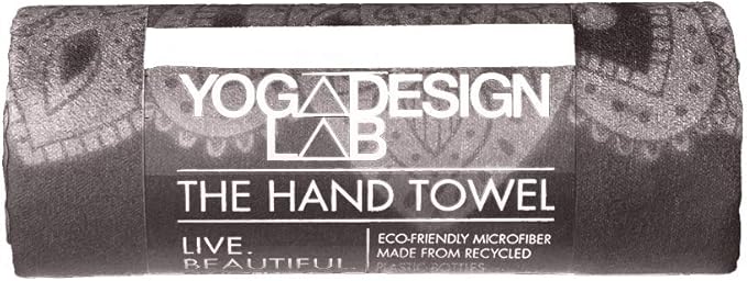 yogadesignlab | The Hand Towel | Premium Non Slip Hand Towel | Designed in Bali | Colorful Eco Printed + Quick Dry + Soft | Hot Yoga, Bikram, Ashtanga, Sport, Barre, Travel (Mandala Black)