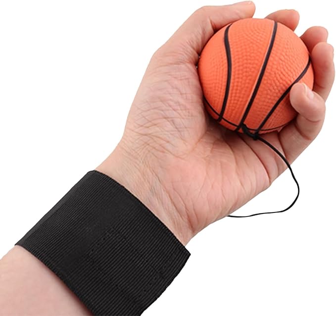 Basketball Wrist Return Ball, Sports Wrist Balls on a String, 2.36 Inch Rubber Rebound Bouncy Wristband Balls on Elastic String for Wrist Exercise or Play Speed and Agility Training