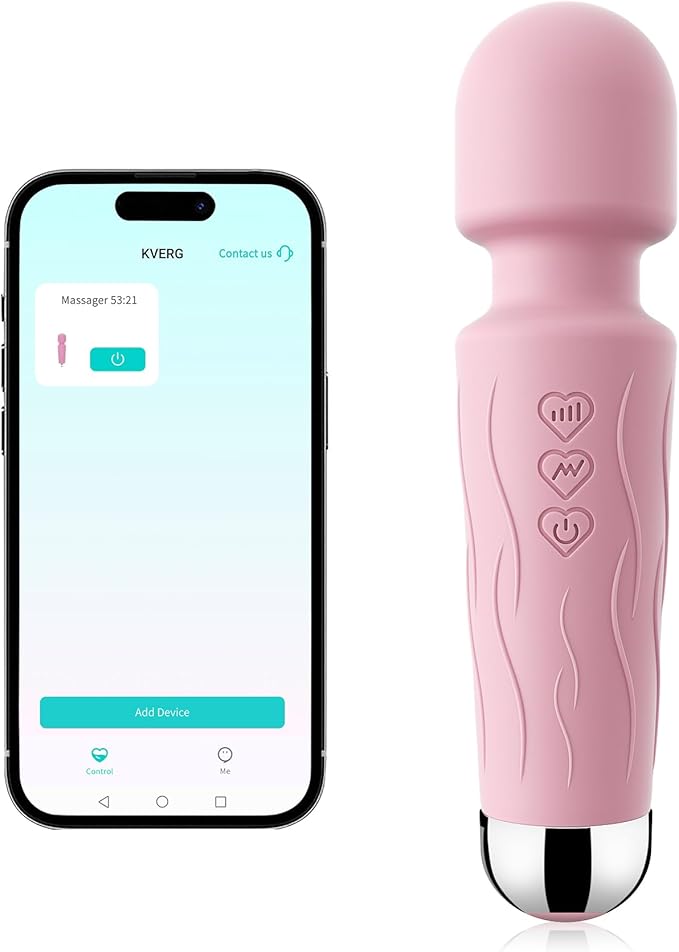 Handheld Personal Small Massager with APP–Waterproof, USB Rechargeable, 20 Vibration Patterns, 8 Speeds,Pink