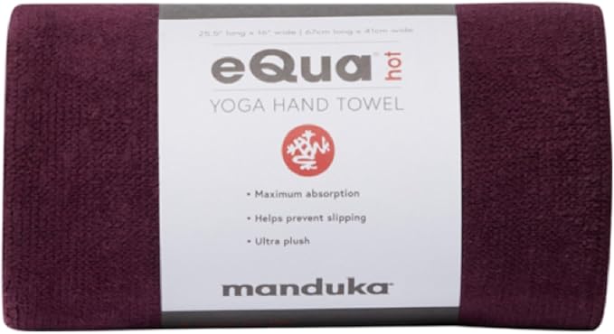 Manduka eQua Hot Hand Towel - 16" Double-Knit Microfiber Rapid Sweat Absorption Multipurpose Workout Towel 16 x 26.5 Inches