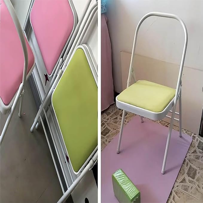 Iyengar Yoga Chair,Pilates Chair,Yoga Inversion Chair,Backless Yoga Chair Prop,Home Exercises Reinforced Design, lemon-82cm×45cm