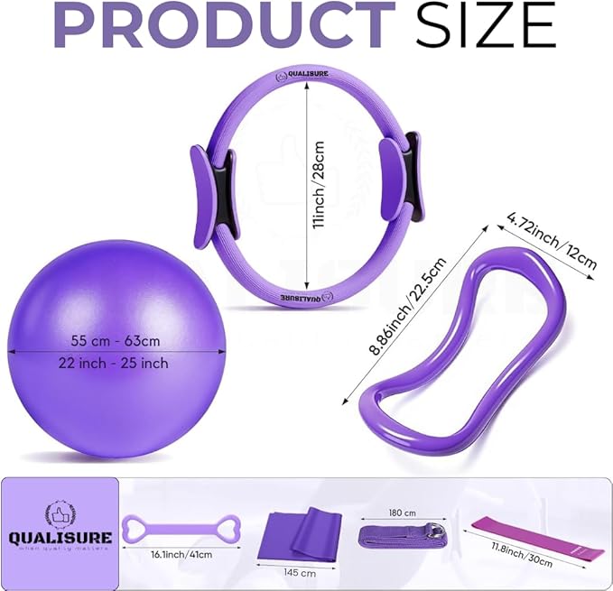 Pilates Kit for Home Workouts with 13" Magic Circle Pilates Ring and 5 Resistance Bands Pilates Essentials Kit for Women at Home Pilates Kit Pilates Starter Kit for Women Full Body Shaper