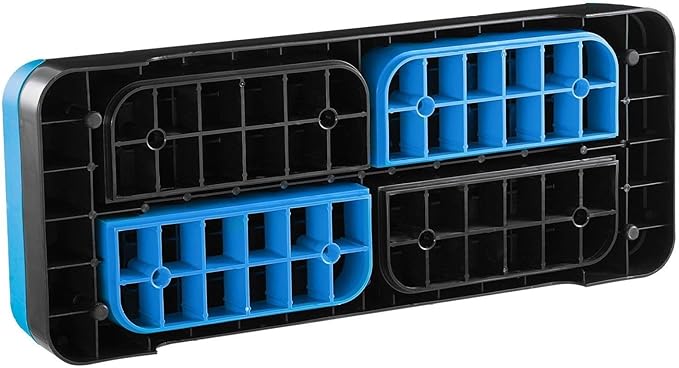 Aerobic Exercise Step Platform, 28-Inch Workout Aerobic Stepper, Height Adjustable Fitness Training Step Deck Trainer with 4 Risers, Non-Slip Surface Bench for Home Gym Cardio Strength, Blue