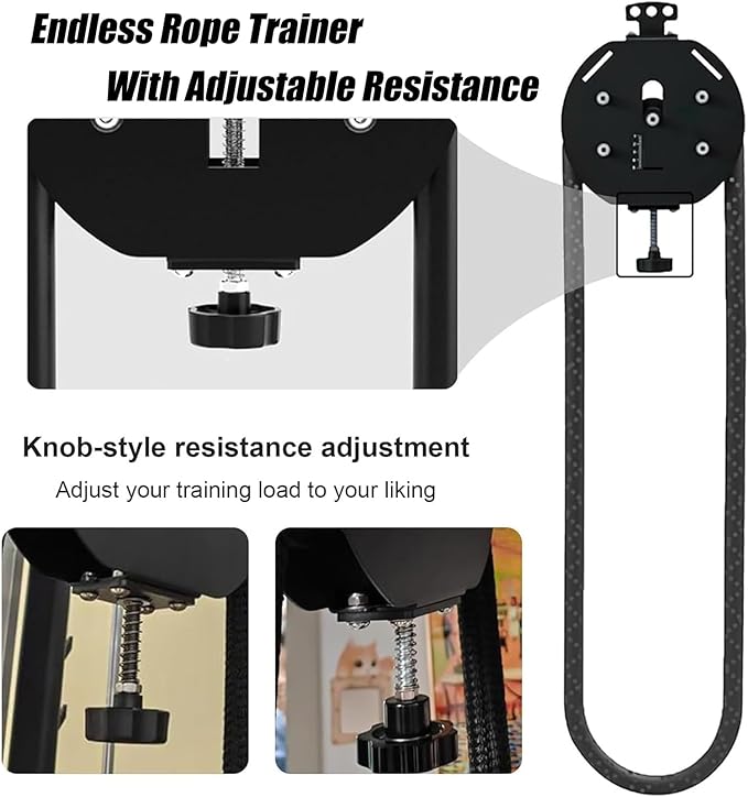 Cable Pulley System - Suspension Trainer & Endless Rope Trainer Machine for Home, Adjustable Resistance Pulley Cable Machine for Muscle Endurance, Upper Extremity & Aerobic Exercise