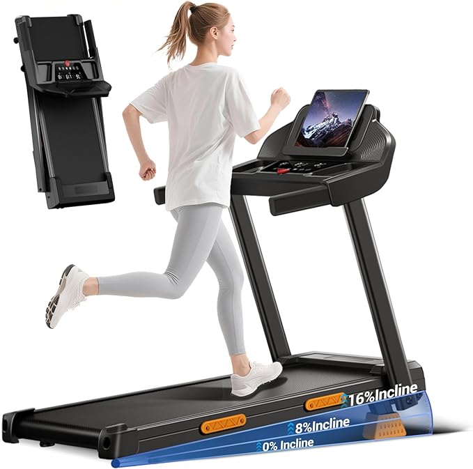 14% Treadmills for Home with Handle, 3 in 1 Portable Treadmill with Incline, Foldable Treadmill with Three Screen, 12 Preset Programs, 400LBS
