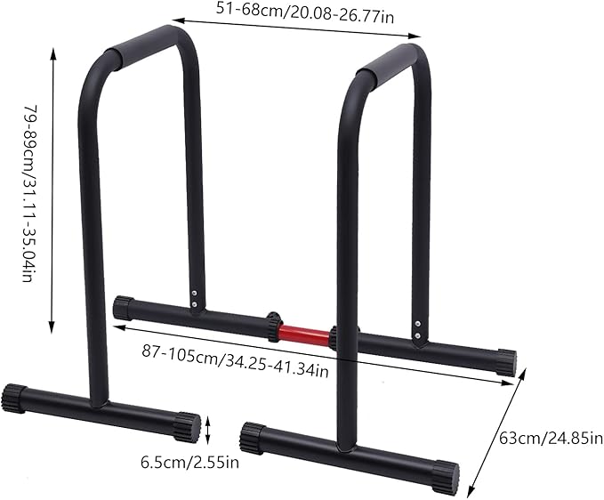 Dip Bar Heavy Duty Dip Stands Adjustable Fitness Workout Parallel Bars for Tricep Dips, Pull-Ups, Black, 440 LBS Loading Capacity