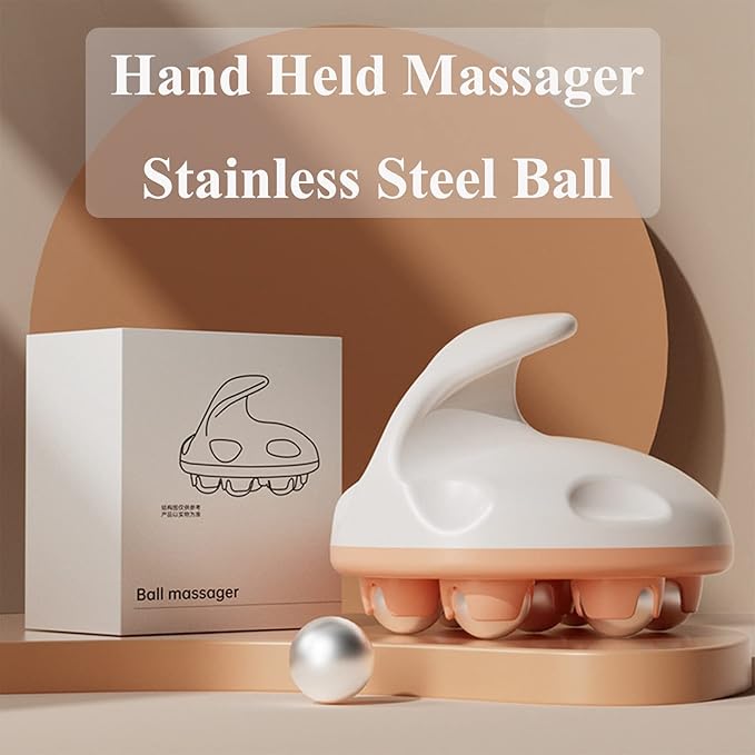 WMM Hand Held Massager, Full Body Massage Tool with Roller Ball Massager Manual 360-degree-roller for Muscle Back Neck Joint Foot Shoulder Leg Pain Relief with Portable Design
