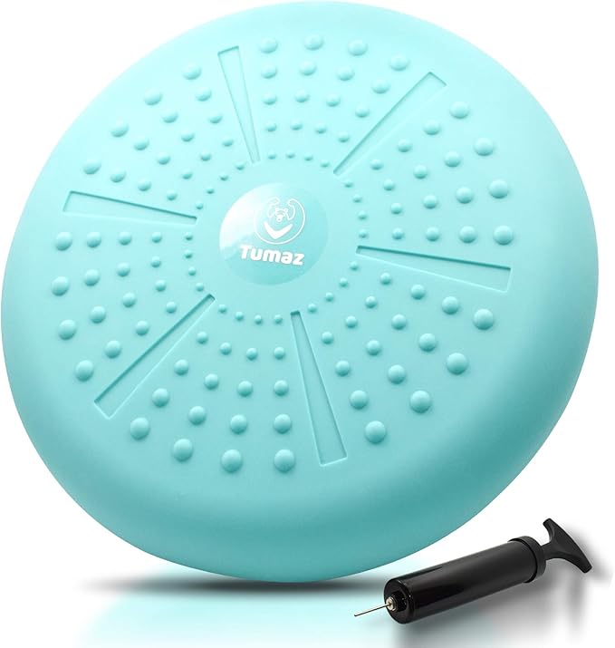 Tumaz Wobble Cushion - Wiggle Seat to Improve Sitting Posture & Stay Focused for Sensory Kids, Balance Disc to Core Strength & Flexible Seating [Extra Thick Balance Board, Pump Included Wobble Board]