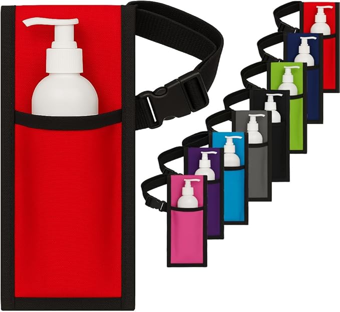 Royal Massage Oil Bottle Holster with Adjustable Strap – Hands-Free Waist or Shoulder Pouch for Therapists – Fits Most Pump Bottles – 8 Color Options - Bottle Not Included (Red)