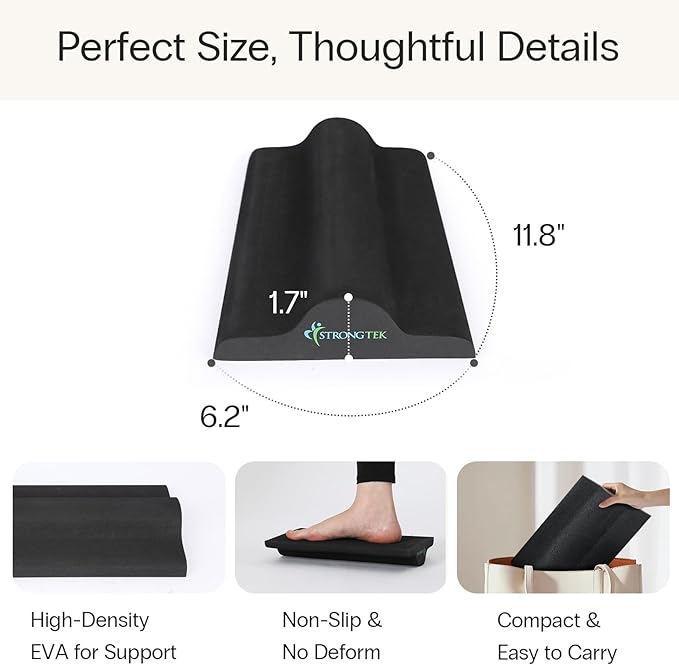 StrongTek Plantar Fasciitis Relief Foot Stretcher Pad, High-Density EVA Calf Stretching Block for Heel Pain, Achilles Tendon & Foot Arch Therapy, Portable & Lightweight