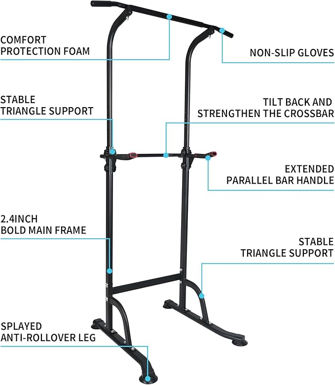 Adjustable Height Dip Bar Station, Heavy Duty Dip Station for Home Gym,Multi-function Dip Station Pull Up Bar Full Body Strength Training Workout Fitness Equipment for Tricep Dips