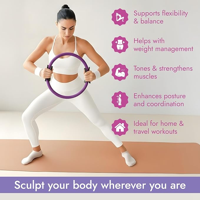 Pilates Equipment - 10-in-1 Pilates Ring and Ball Set | Home Pilates Essentials Kit for Women & Accessories for at Home Workouts to Tone, Strengthen, Balance & Improve Flexibility