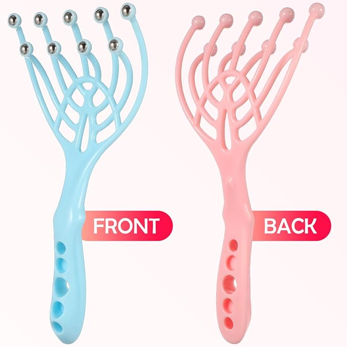 SAFIGLE Handheld Scalp Massager with 9 Claws and Rolling Balls for Deep Head Massage and Stress Relief Compact Portable Tool for Hair Stimulation and Full Body Relaxation at Home or Office
