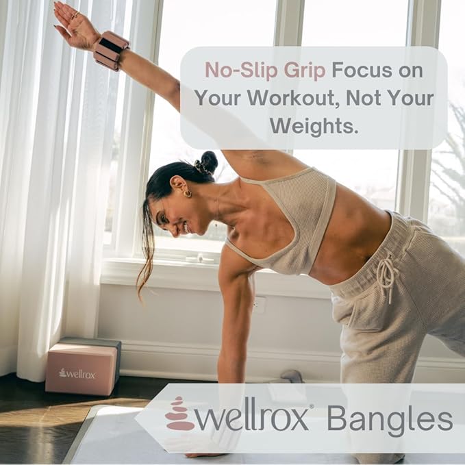 Wellrox Weighted Bangles – Adjustable Ankle and Wrist Weights for Women & Men – Set of Ankle Weights 2 lbs (1 lb Each Wrist Weight) | Weighted Arm Bands for Pilates, Yoga, Running & Walking