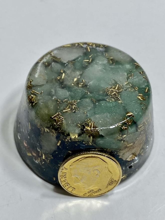 Rise Perspective Aventurine Green Orgone Generator Energy Accumulator 528Hz/7.83Hz/Advance Harmonics Many Beautiful Ingredients and Colors! (Aventurine Green)