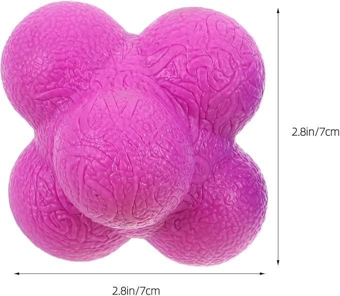 BESPORTBLE 4pcs Sports Reaction Balls: Hexagon Rubber Bounce Balls to Enhance Reflex & Coordination - Suitable for All Training Scenarios