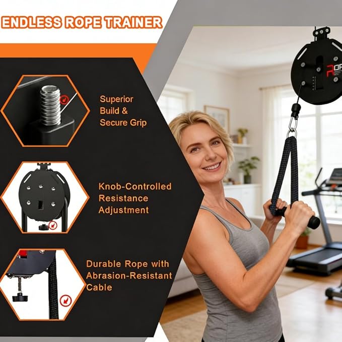 Endless Rope Trainer, Professional Pull Rope Fitness System with Adjustable Resistance, Training Tool for Arms, Back Strength and Overall Muscle Endurance