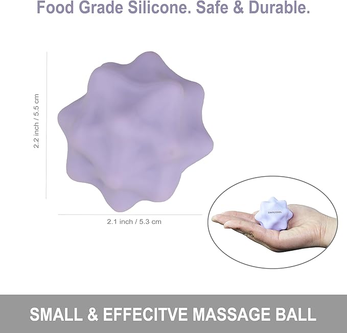 Small Spiky Massage Ball Trigger Point Massage Tool. Solid Bumpy Massager Balls for Deep Tissue Myofascial Release Hand Foot Plantar Fasciitis Pain Relief Knots Acupoint Yoga Fitness 2.2×2.1″(Purple)
