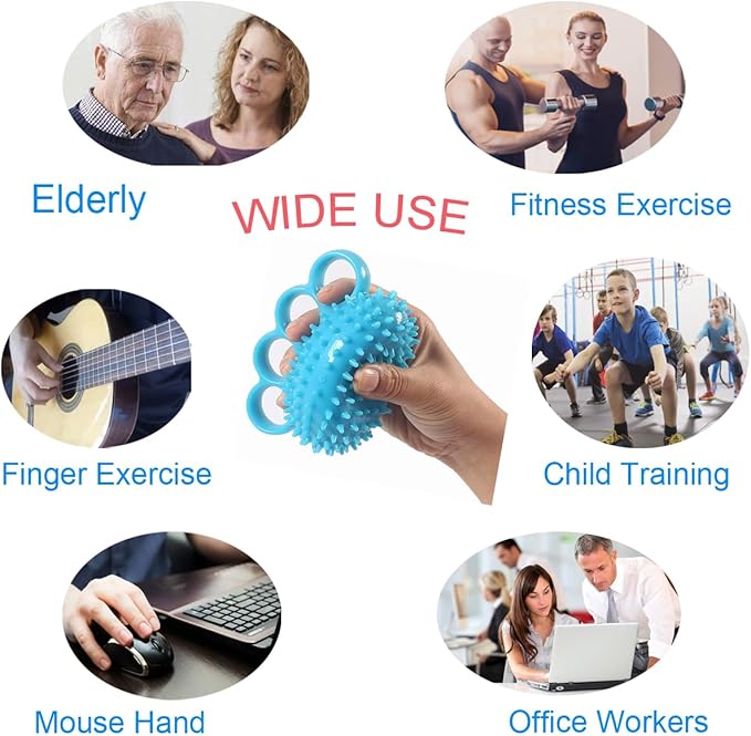 Hand Grip Strengthener Finger Exerciser Training Ball for Patient Recovery Elderly Stroke Arthritis Physical Therapy Anxiety Stress Relief Pressure Squeeze for Yoga Athletes Musicians Muscles Massage