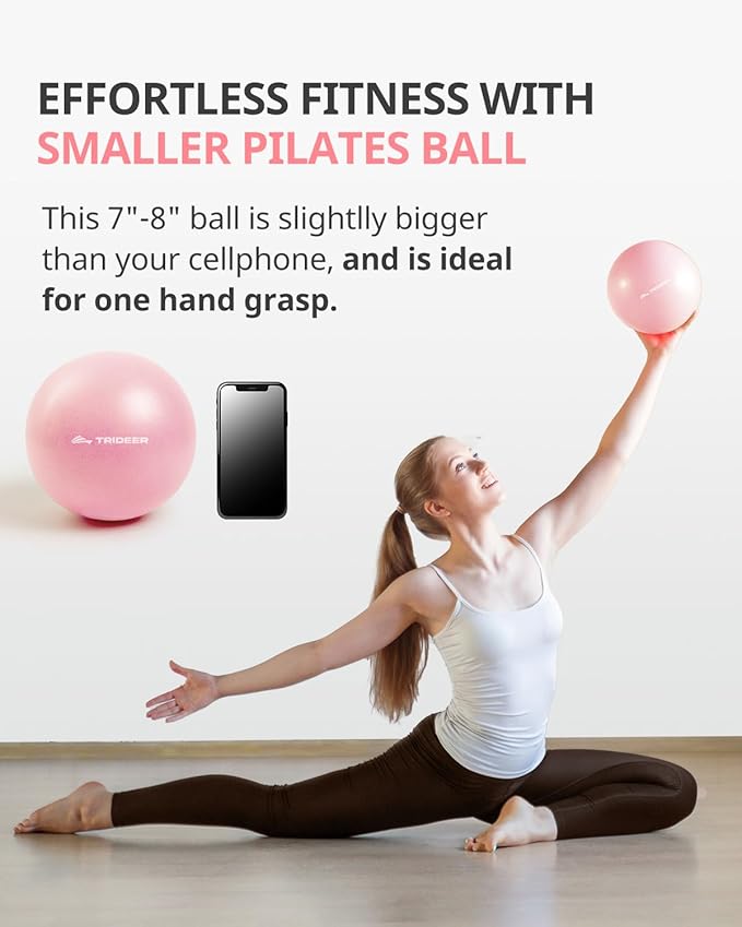 Trideer Pilates Ball - 7-8 inch with Pump, Small Core Ball for Yoga, Barre, Physical Therapy