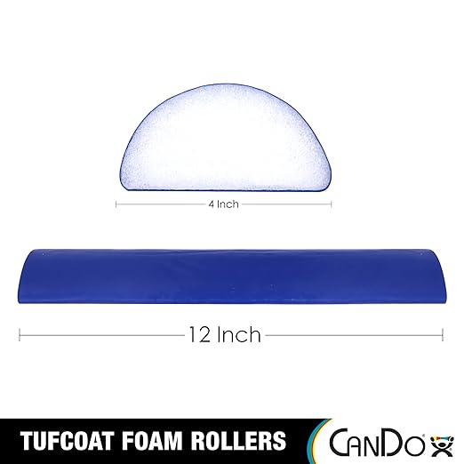 CanDo Premium TufCoat Blue Coated Half-Round Foam Rollers for Muscle Restoration, Massage Therapy, Rehabilitation, Sport Recovery and Physical Therapy for Home, Clinic and Gym