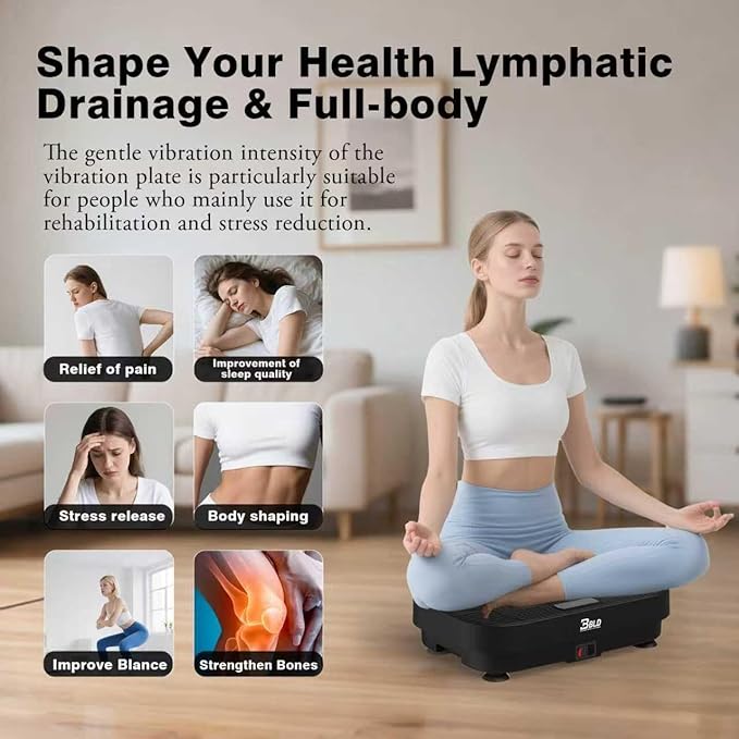 Vibration Plate Exercise Machine, 330LB Full Body Vibrating Plate for Lymphatic Drainage & Weight Management, 200 Speed Vibration Board Workout Platform for Home Fitness