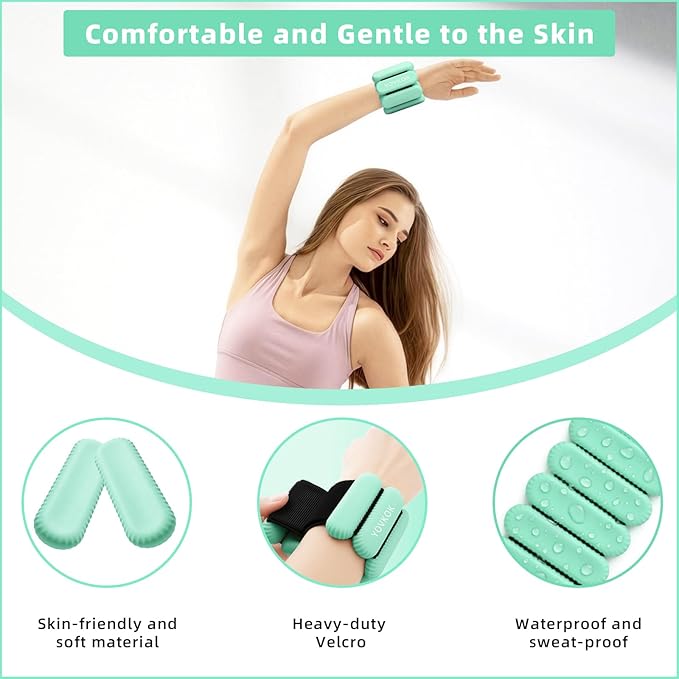 Wrist Weights, Silicone Adjustable Ankle Weights for Women Men - Strengthen Arms and Legs Ideal for for Home Gym Workout, Running, Yoga, Pilates, Barre, Exercise, Strength Training