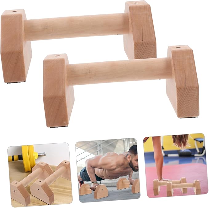 BESPORTBLE 2pcs Wooden Pushup Stands for Strength Training Ergonomic Anti-slip Handles for Home Gym Workouts Durable Beechwood Design Lightweight Portable Fitness Accessory Pair