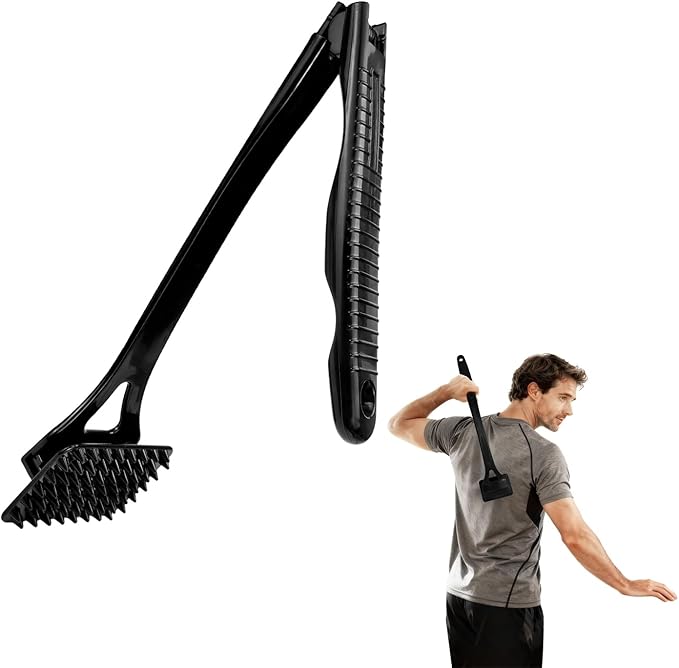 18.5-Inch Foldable Back Scratcher with ABS Polymer Resin Long Handle, Suitable for Men, Women, Adults with Rough Skin, The Best Gift for Parents and Loved Ones (D-Black)