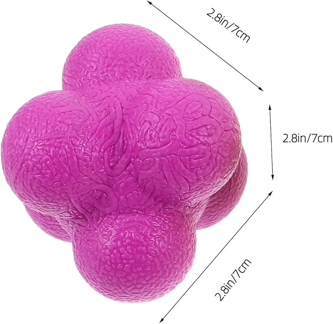 BESPORTBLE 4pcs Sports Reaction Balls: Hexagon Rubber Bounce Balls to Enhance Reflex & Coordination - Suitable for All Training Scenarios
