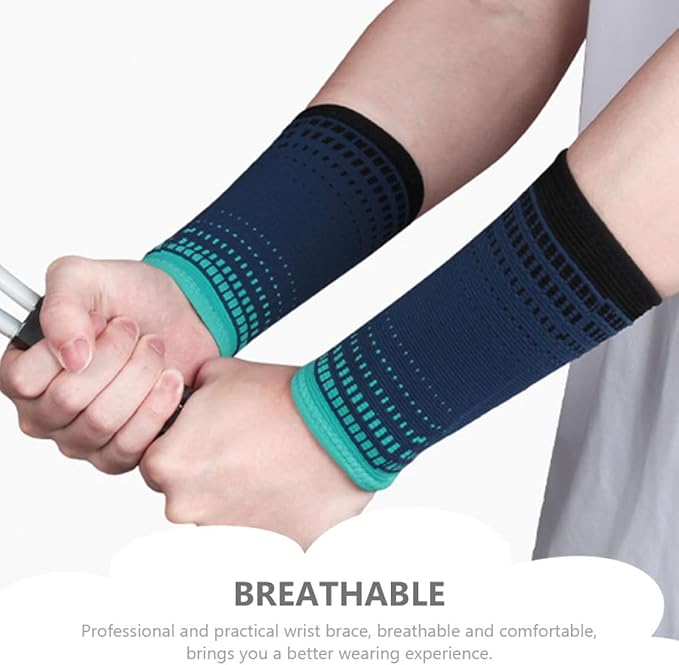Professional Wrist Brace and Protective Wrist Sleeve, 2pcs Navy Blue Knitted Compression Supports for Weightlifting and Fitness, Breathable Sports Joint Wraps for Men and Women