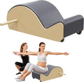 Wooden Gray Pilates Arc with Spine Corrector for Core Strengthening Back Pain Relief, Pilates Spinal Corrector Arch Barrel for Back Flexibility，at Home Reformer Pilates Posture