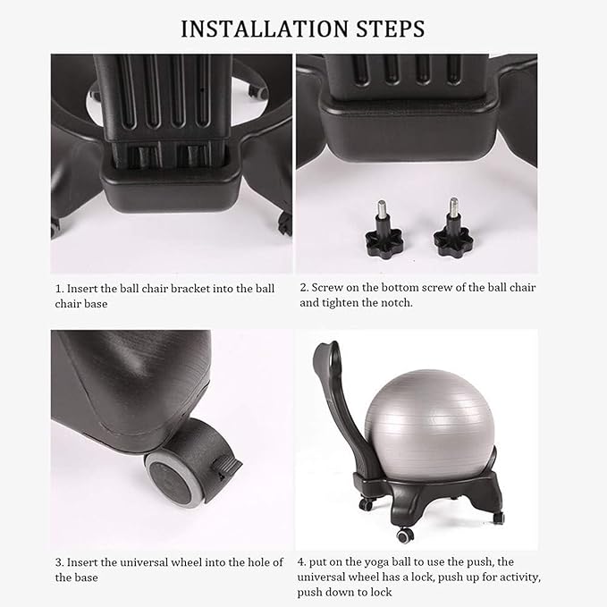 Ball Chair Stability,Office Fitness Ball Chair,Exercise Yoga Ball Chair,Ergonomic Balance Ball Posture Chair,for Back Pain Relief (Purple)