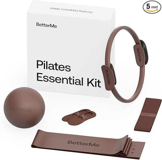 BetterMe Pilates Essential Kit - Pilates Ring, Long Resistance Bands, Pilates Loop Bands, Ball and More - Complete Home Pilates Kit for Women