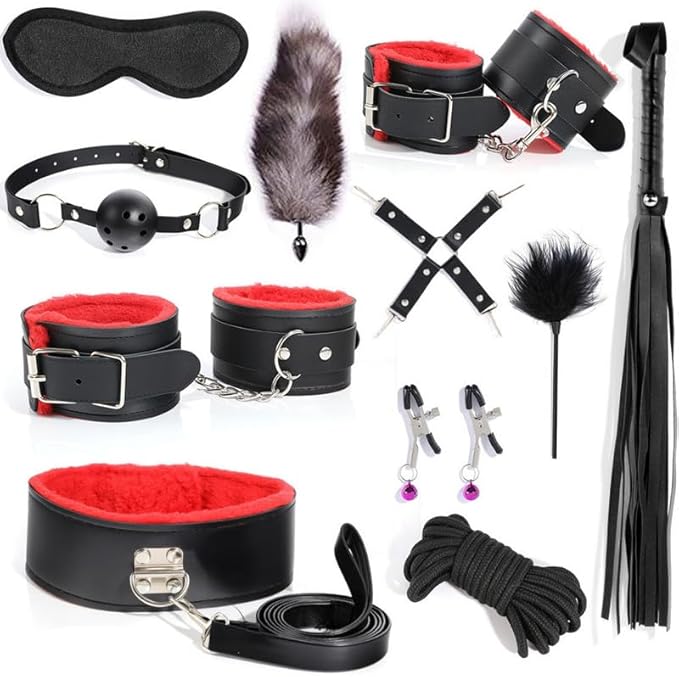 Delicate Plush Stretching Belt Set+Cute Hip Accessories, Multi Functional 11 Piece Set for Bed Putra (Red) - Y6
