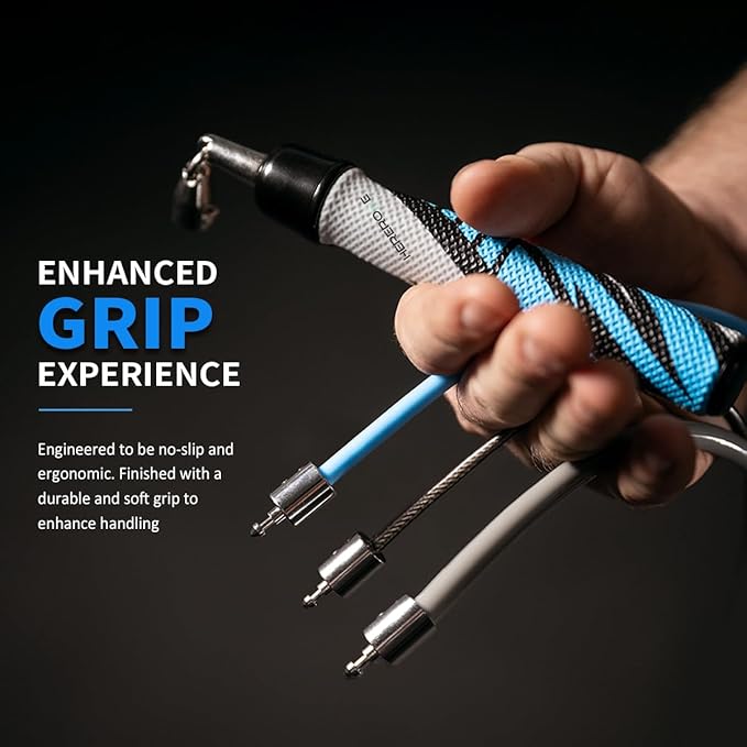 Hererope Weighted Jump Rope Set 3-in-1 Interchangeable 1/6lb 1/4lb 1/2lb Professional Jump Ropes for Men Women | Premium Ball Bearing Speed Rope Anti-Slip Leather Grip | Crossfit Boxing MMA
